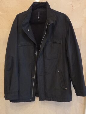 Men's Zegna Sport BLACK JACKET COAT WITH HOOD SZ Large $1200